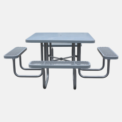 Metal Mesh Picnic Table - 46" Solid Gray Outdoor - yalau