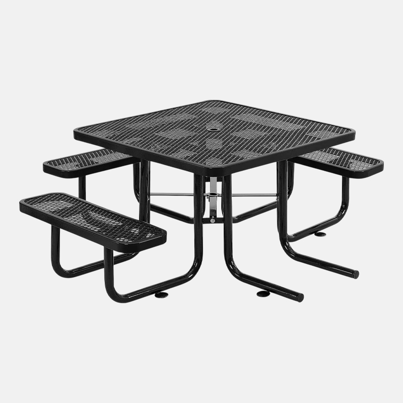 Black ADA Picnic Table Metal Mesh Outdoor Thermoplastic Coated – Arlau