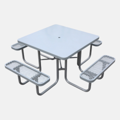 Metal Mesh Picnic Table - 46" Solid Gray Outdoor - yalau