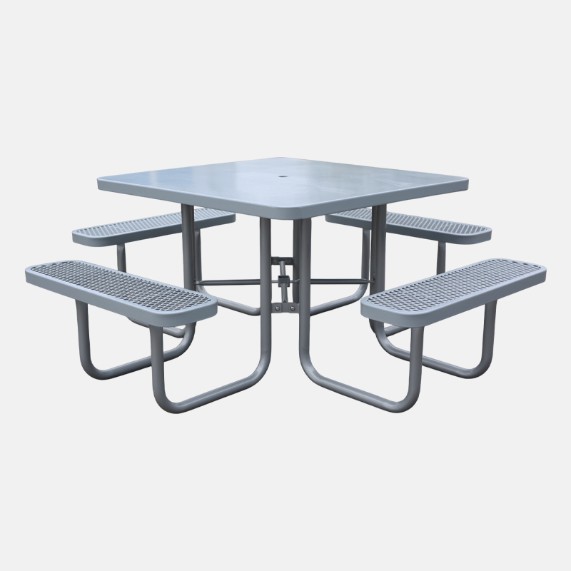 Metal Mesh Picnic Table - 46" Solid Gray Outdoor - yalau