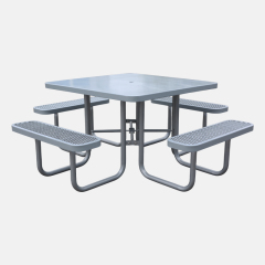Metal Mesh Picnic Table - 46" Solid Gray Outdoor - yalau