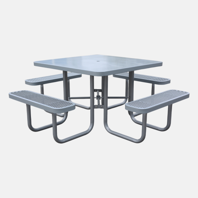 Metal Mesh Picnic Table - 46" Solid Gray Outdoor - yalau