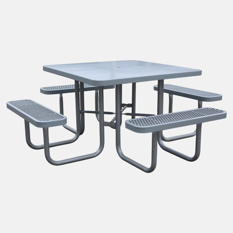 Metal Mesh Picnic Table - 46" Solid Gray Outdoor - yalau