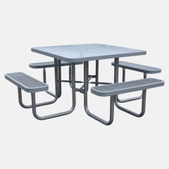 Metal Mesh Picnic Table - 46" Solid Gray Outdoor - yalau