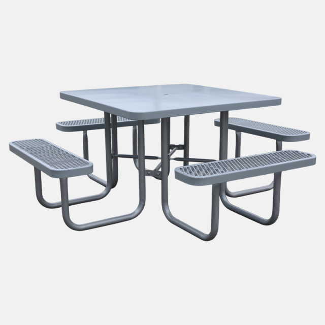 Metal Mesh Picnic Table - 46" Solid Gray Outdoor - yalau