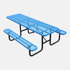 Heavy Duty ADA Picnic Table Outdoor Metal Mesh Blue Arlau