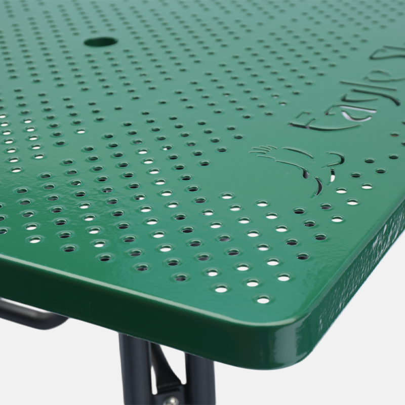 Perforated Metal Picnic Table - Heavy-Duty Black , Blue Outdoor Bench