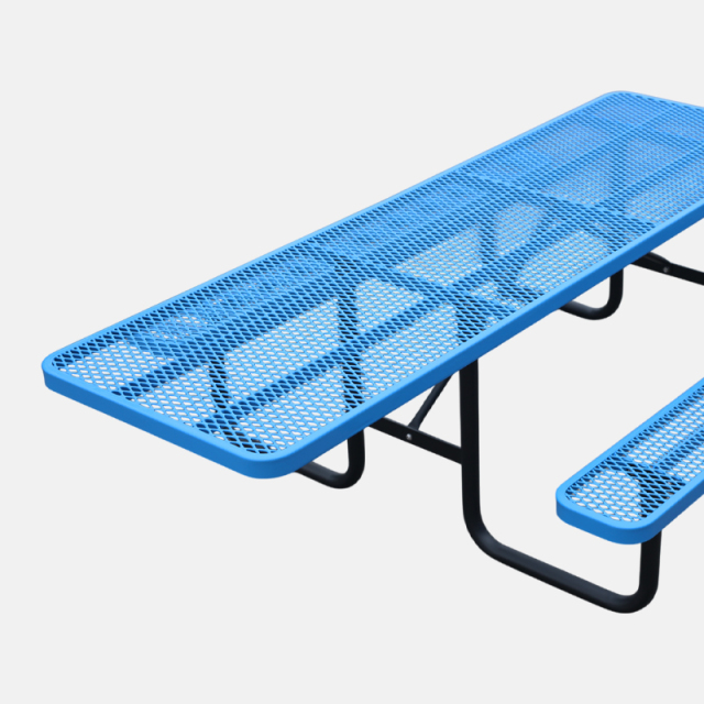 Heavy Duty ADA Picnic Table Outdoor Metal Mesh Blue Arlau