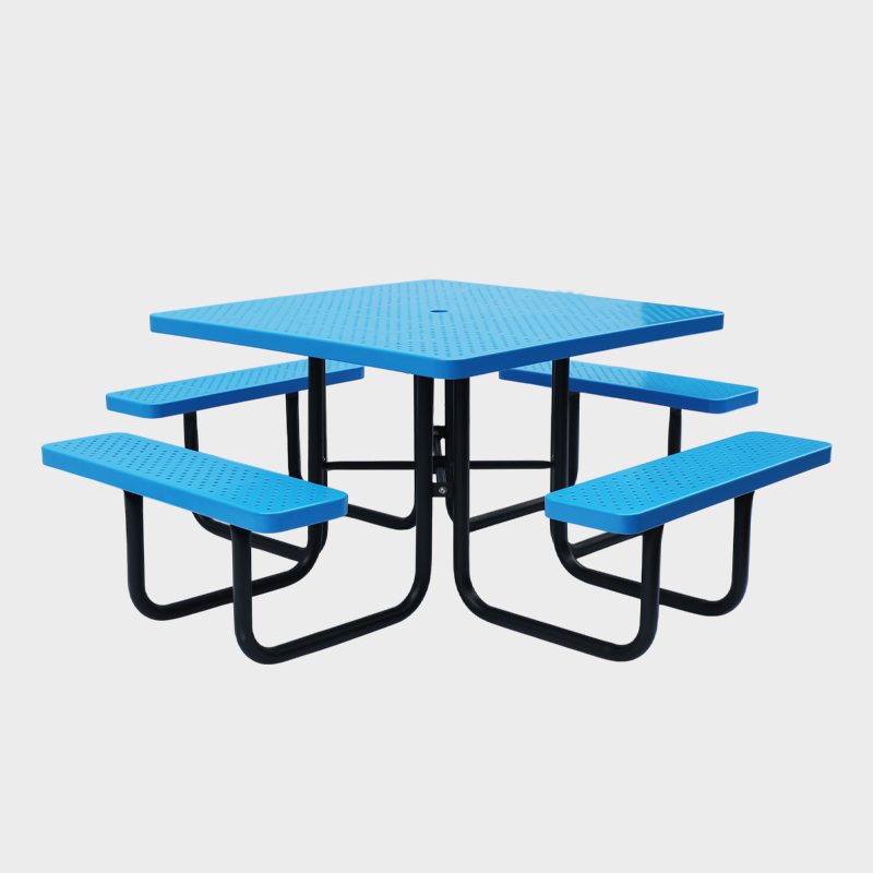 46-Inch Blue School Picnic Table - Heavy-Duty Square Outdoor Bench