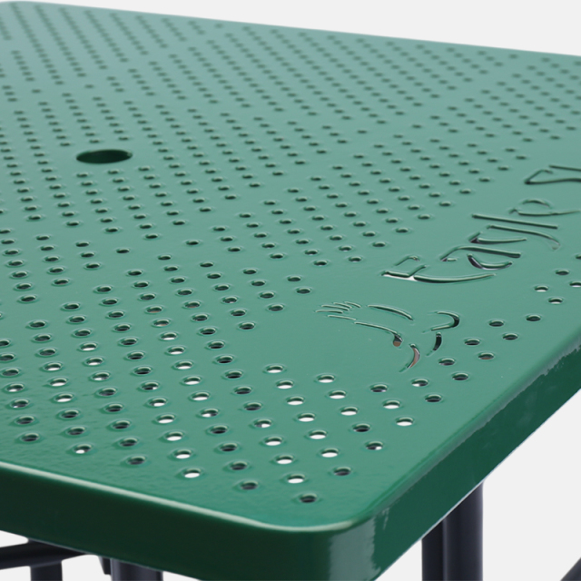 Perforated Metal Picnic Table - Heavy-Duty Black , Blue Outdoor Bench
