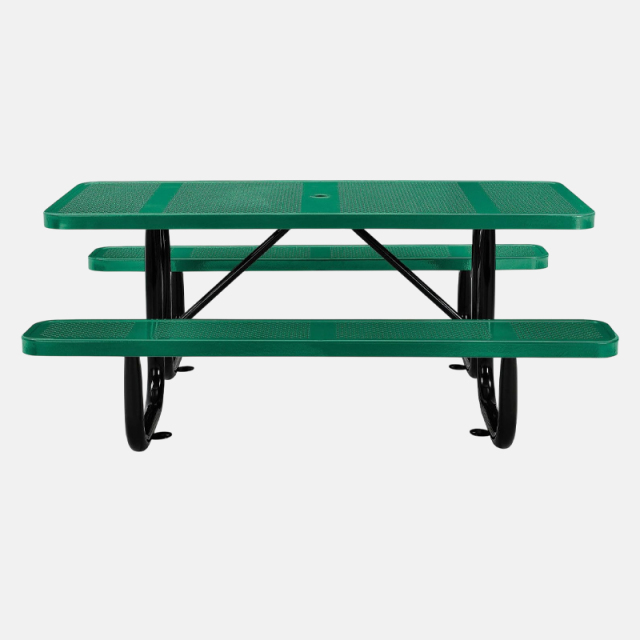 8-Foot Green Picnic Table - Double-Sided Heavy Duty Commercial Grade