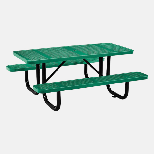 8-Foot Green Picnic Table - Double-Sided Heavy Duty Commercial Grade