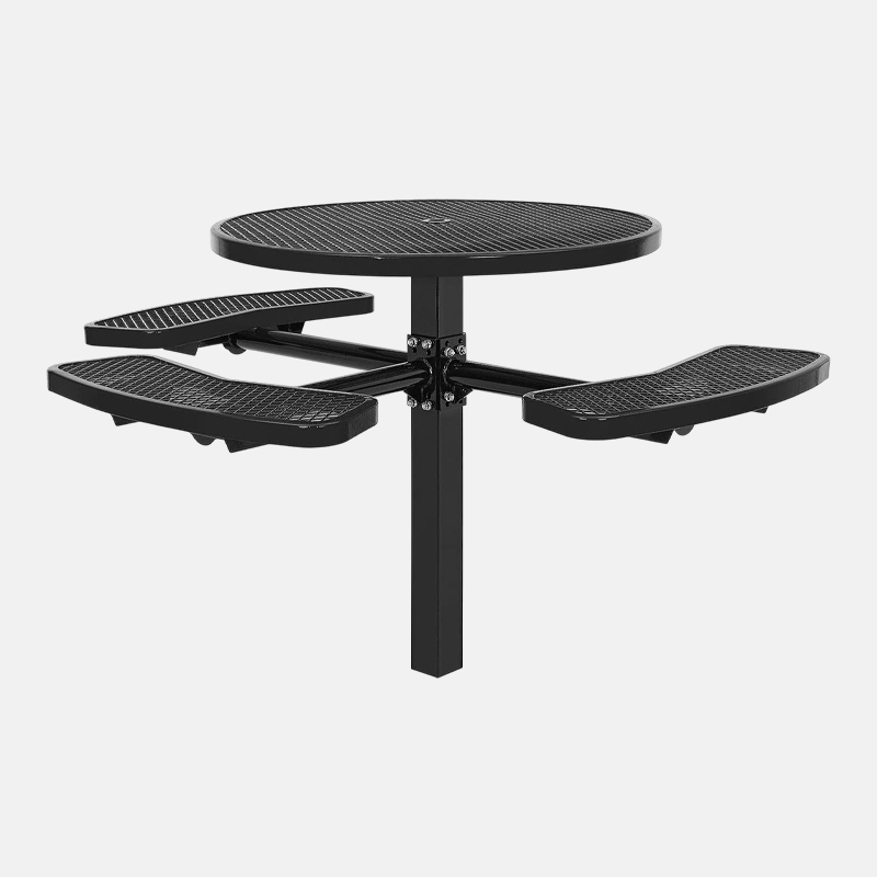 46-Inch Black Round ADA Picnic Table Outdoor Wheelchair Seating