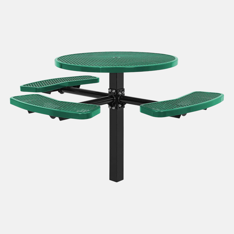 46-Inch Round Green ADA Quick-Ship Picnic Table - Arlau
