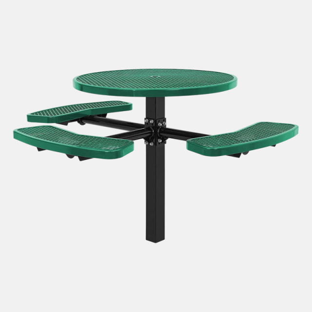 46-Inch Round Green ADA Quick-Ship Picnic Table - Arlau