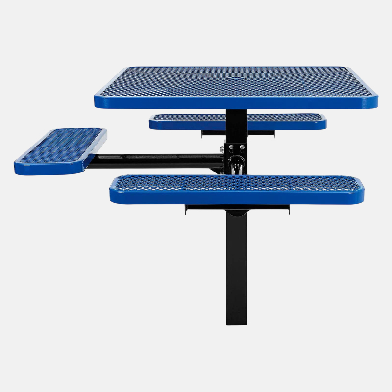 Blue Heavy-Duty Metal Mesh Picnic Table with Benches - Arlau