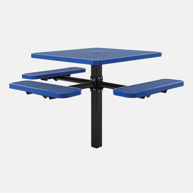 Blue Heavy-Duty Metal Mesh Picnic Table with Benches - Arlau