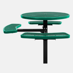 46-Inch Round Green ADA Quick-Ship Picnic Table - Arlau