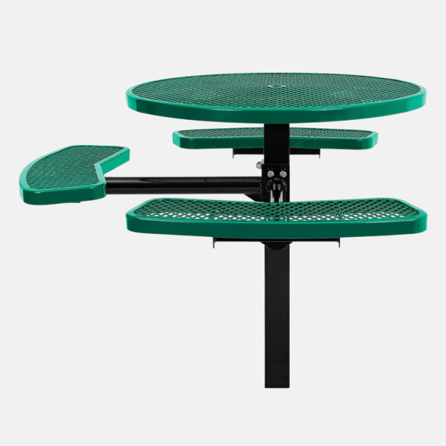 46-Inch Round Green ADA Quick-Ship Picnic Table - Arlau