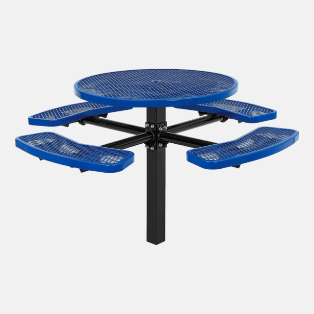 Vandal-Resistant Picnic Table - 46" Blue Plastisol Coated - yalau