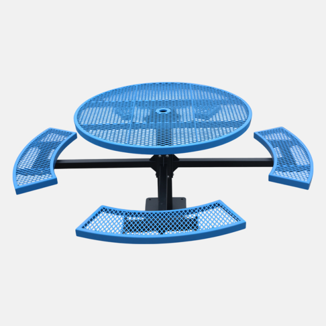 Blue Picnic Table 46" Round – Commercial Grade Outdoor Bench