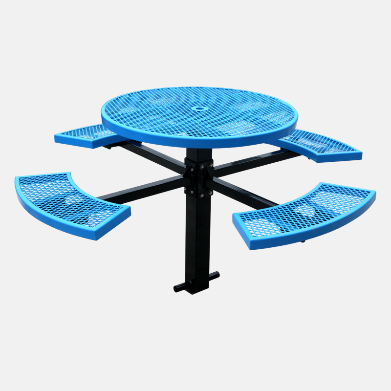 Blue Picnic Table 46" Round – Commercial Grade Outdoor Bench