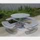 46-Inch Round Gray Commercial Picnic Table with Thermoplastic Coating