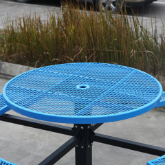 Blue Picnic Table 46" Round – Commercial Grade Outdoor Bench