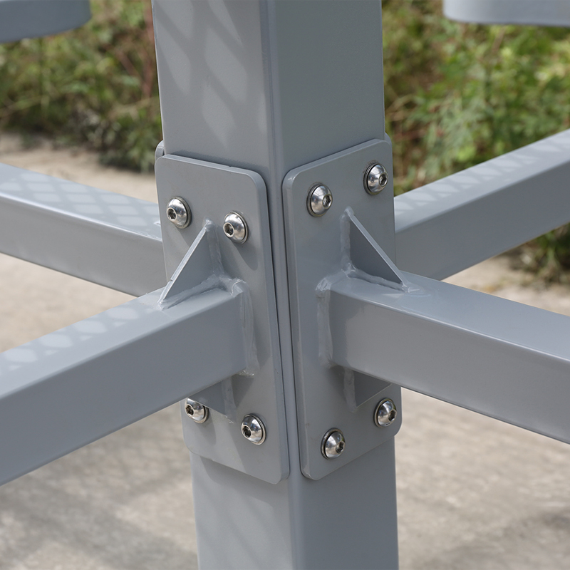 46-Inch Round Gray Commercial Picnic Table with Thermoplastic Coating