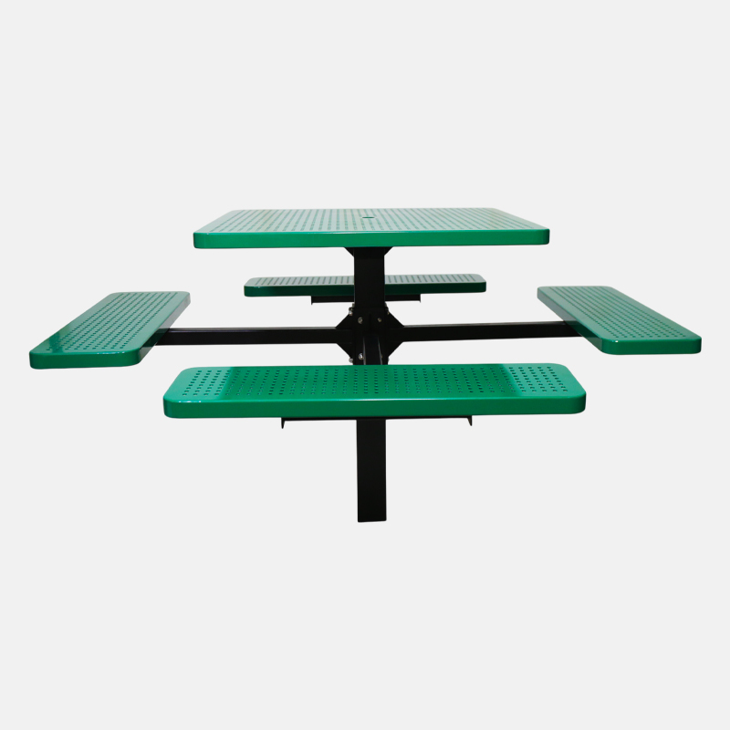 Square Perforated Steel Picnic Table - Heavy-Duty Commercial Seating