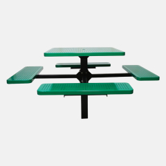 Square Perforated Steel Picnic Table - Heavy-Duty Commercial Seating