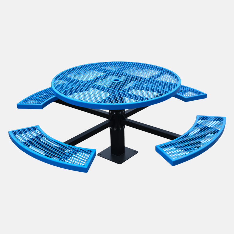 Blue Picnic Table 46" Round – Commercial Grade Outdoor Bench