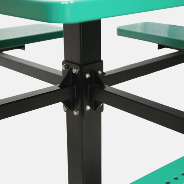 Square Perforated Steel Picnic Table - Heavy-Duty Commercial Seating