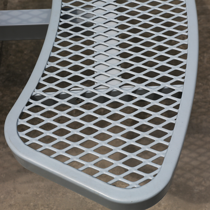 46-Inch Round Gray Commercial Picnic Table with Thermoplastic Coating