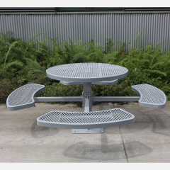 46-Inch Round Gray Commercial Picnic Table with Thermoplastic Coating