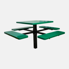 Square Perforated Steel Picnic Table - Heavy-Duty Commercial Seating