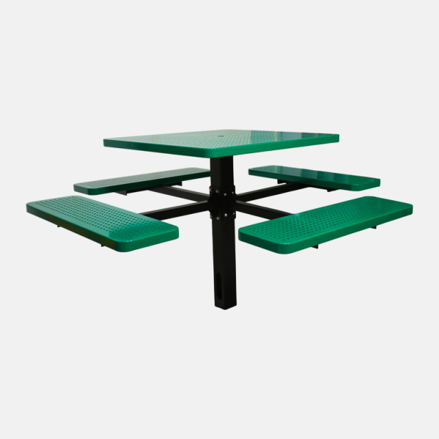 Square Perforated Steel Picnic Table - Heavy-Duty Commercial Seating