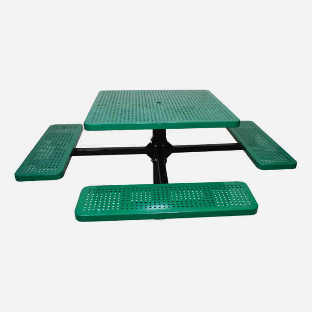 Square Perforated Steel Picnic Table - Heavy-Duty Commercial Seating