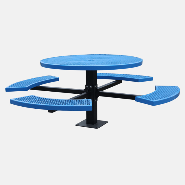 Blue Picnic Table 46" Round – Commercial Grade Outdoor Bench