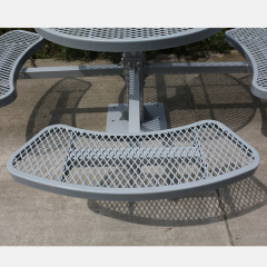 46-Inch Round Gray Commercial Picnic Table with Thermoplastic Coating