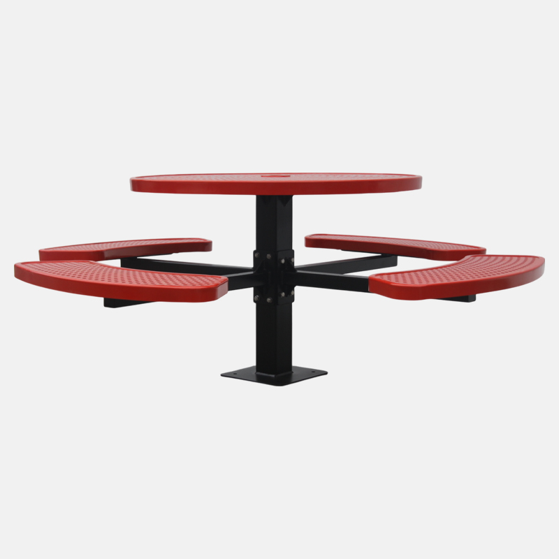 Thermoplastic Coated Picnic Table - 46" Round Perforated Steel Top