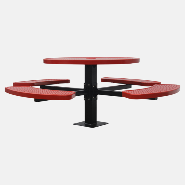 Thermoplastic Coated Picnic Table - 46" Round Perforated Steel Top