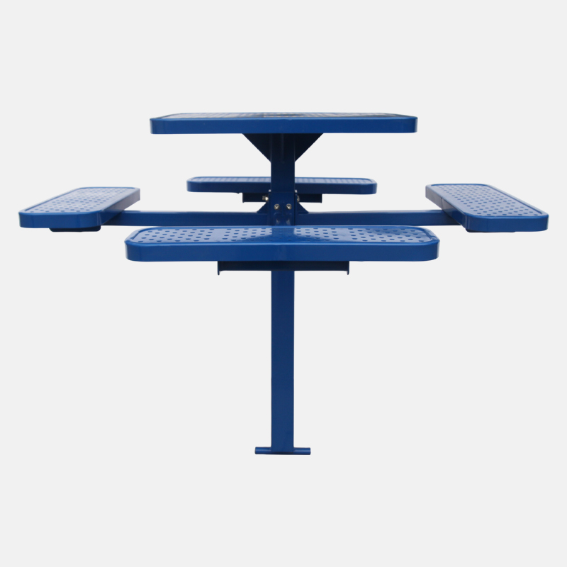 Commercial Picnic Table - 46-Inch Blue Square Base with 4 Seats