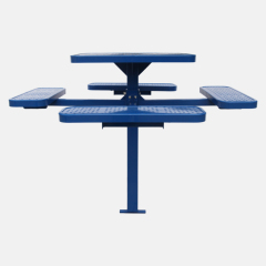 Commercial Picnic Table - 46-Inch Blue Square Base with 4 Seats
