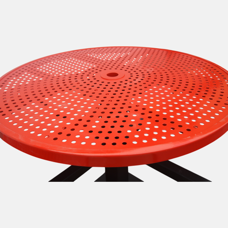 Thermoplastic Coated Picnic Table - 46" Round Perforated Steel Top