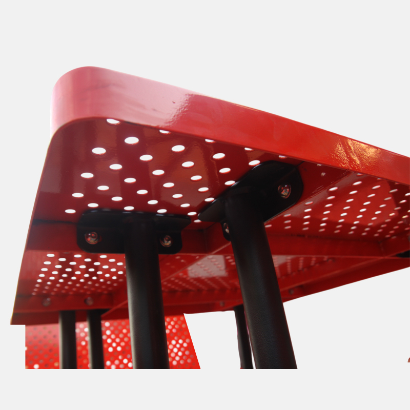 46-Inch Red Picnic Table with Backrest - 8-Person Perforated Steel