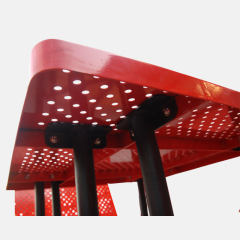 46-Inch Red Picnic Table with Backrest - 8-Person Perforated Steel