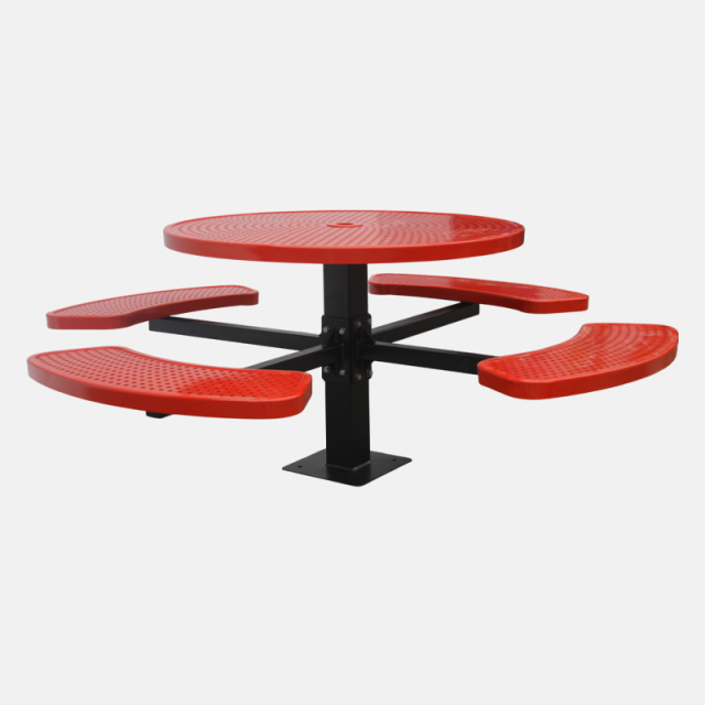 Thermoplastic Coated Picnic Table - 46" Round Perforated Steel Top