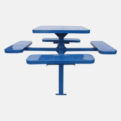Commercial Picnic Table - 46-Inch Blue Square Base with 4 Seats