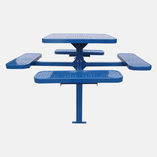 Commercial Picnic Table - 46-Inch Blue Square Base with 4 Seats